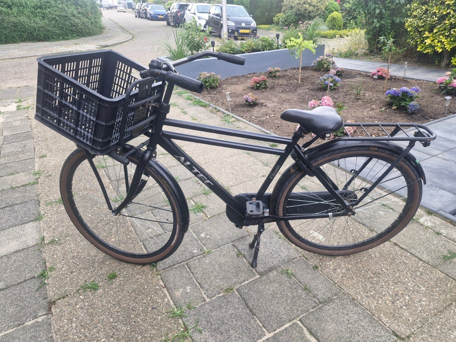 Altec Classic Transportfiets Zwart met Krat heren jongens, Fietsen en Brommers, Terugtraprem, Ophalen, Overige merken, 53 tot 56 cm