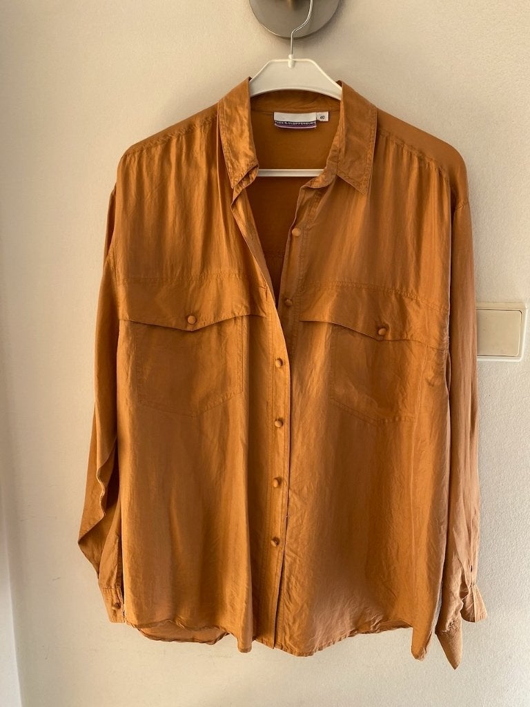 Vintage oversized zijden blouse maat 40, Kleding | Dames, Maat 38/40 (M), Ophalen of Verzenden, Gedragen, Peek en Cloppenburg