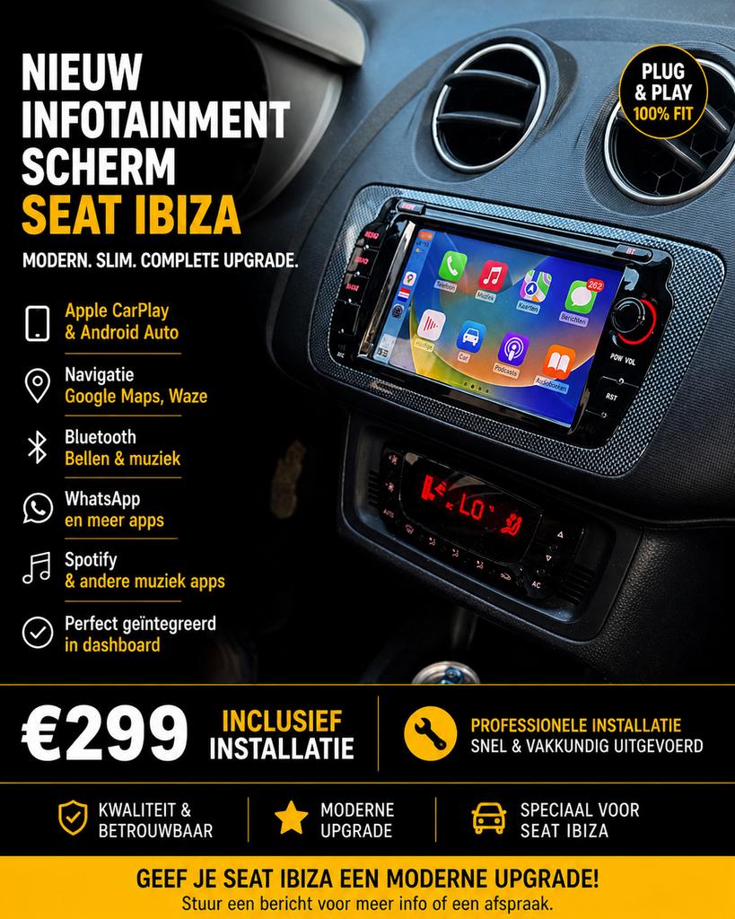 Nieuw CarPlay Scherm Seat Ibiza incl. installatie, Ophalen of Verzenden, Nieuw