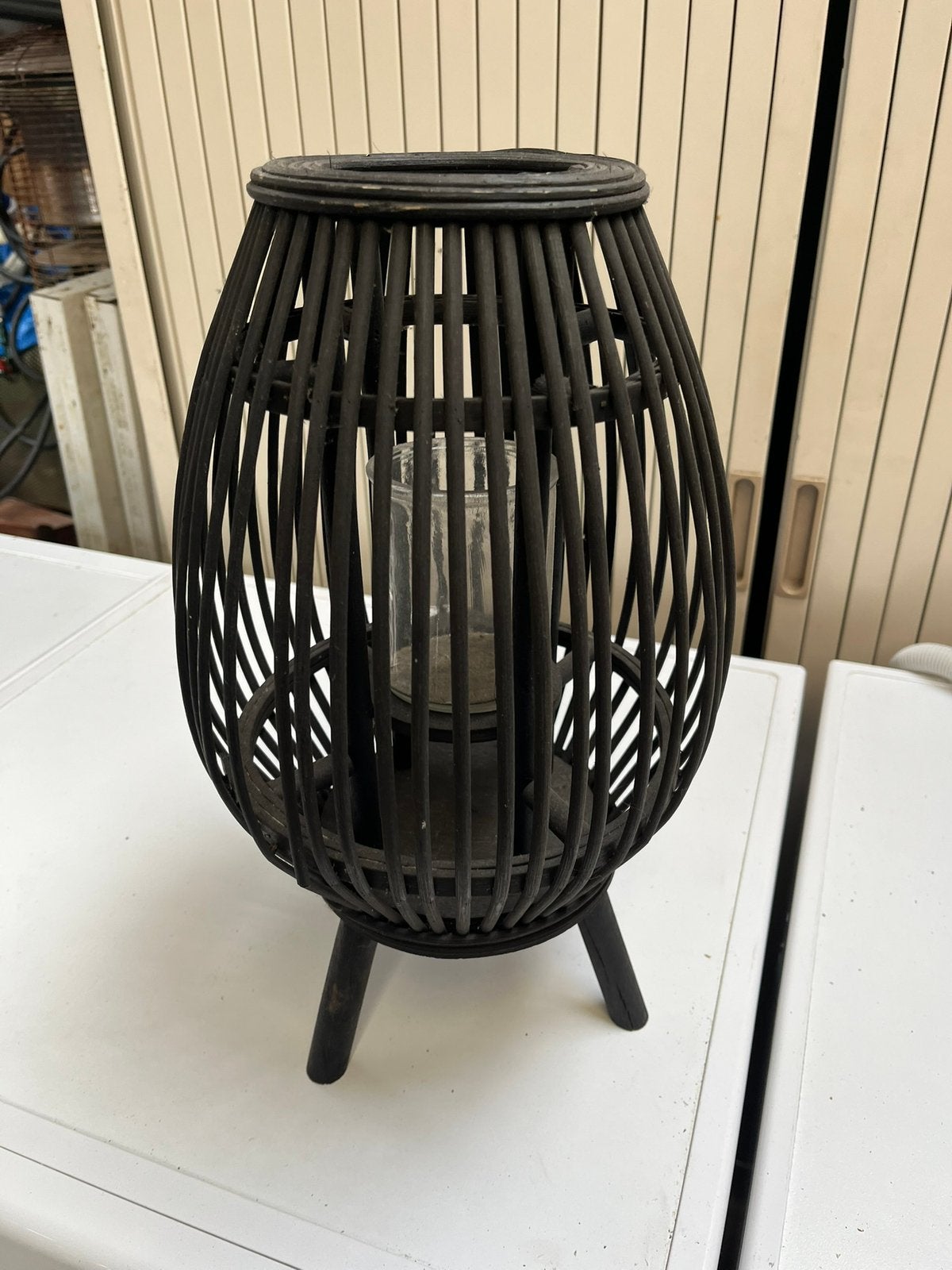 Windlicht, Huis en Inrichting, Woonaccessoires | Kandelaars en Kaarsen, Ophalen, Windlicht, Zwart, Zo goed als nieuw