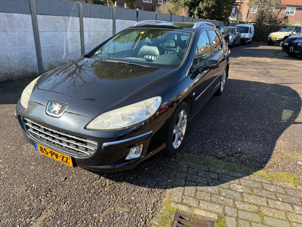 Peugeot 407 2.0 16V SW 2005 Zwart Airco Leder Pano Apk 6-‘26, Voorwielaandrijving, 136 pk, Zwart, 4 cilinders