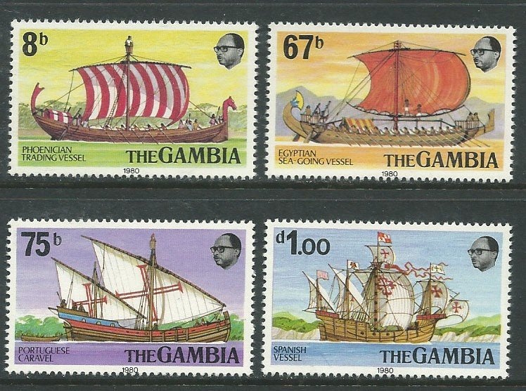 GAMBIA 1980 Historische Schepen, Michel: 411-14, Postfris., Verzenden, Overige landen, Postfris