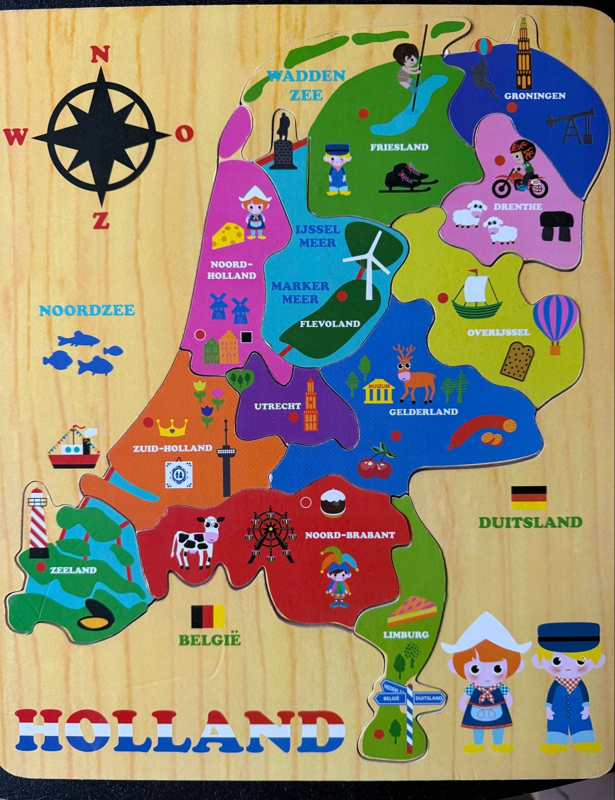 Houten Nederland Puzzel - Educatief Speelgoed, Ophalen of Verzenden, Zo goed als nieuw, Puzzelen