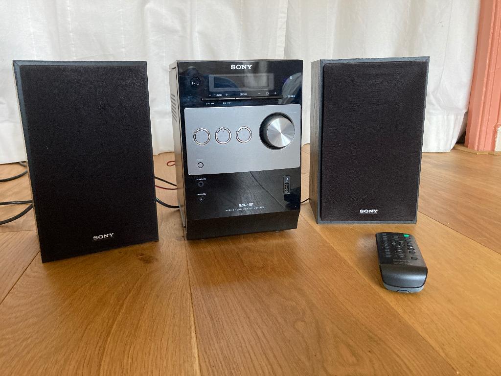 Stereotoren met boxen Sony, Ophalen, MP3-aansluiting, Tuner of Radio, Zo goed als nieuw