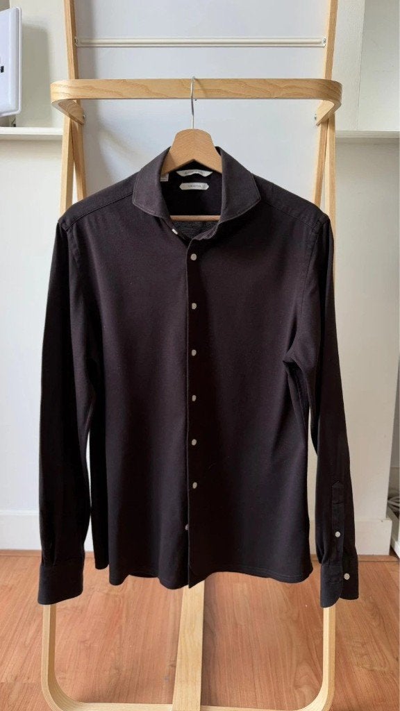Suitsupply Pure Cotton Bruin Overhemd Maat 39/40 Slim Fit, Bruin, Verzenden, Halswijdte 39/40 (M), Zo goed als nieuw