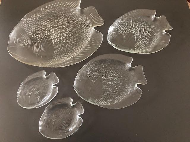 schotel visschotel set diner, Huis en Inrichting, Keuken | Servies, Zo goed als nieuw, Schaal of Schalen, Overige stijlen, Glas