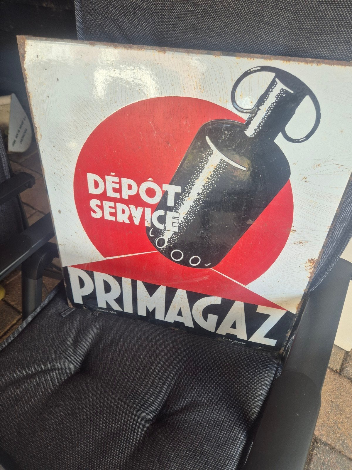Vintage Emaille Primagaz Reclamebord - Depot Service, Ophalen of Verzenden