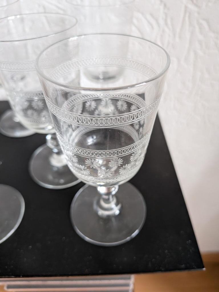 5 Antieke Advocaat/Port Glaasjes met Geslepen Patronen, Antiek en Kunst, Antiek | Glas en Kristal, Ophalen