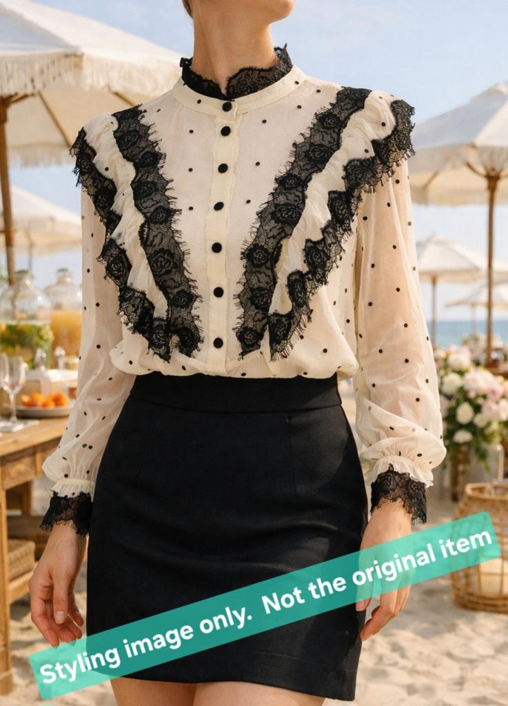 Drôle de Copine Paris  blouse L - Vintage romantische stijl, Kleding | Dames, Blouses en Tunieken, Wit, Maat 42/44 (L), Ophalen of Verzenden