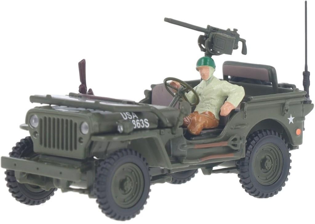 Jeep Willys 4x4 open top met figuur, Hobby en Vrije tijd, Modelauto's | 1:43, Nieuw, Auto, Overige merken, Ophalen of Verzenden