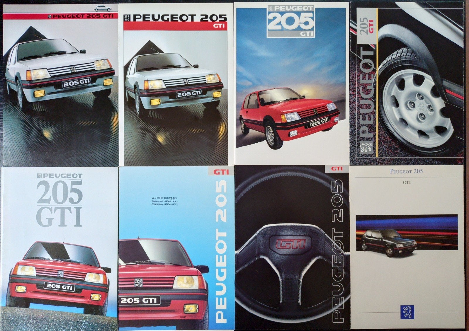 8 stuks Peugeot 205 GTI brochures, Boeken, Ophalen of Verzenden, Gelezen, Peugeot, Peugeot S.A.