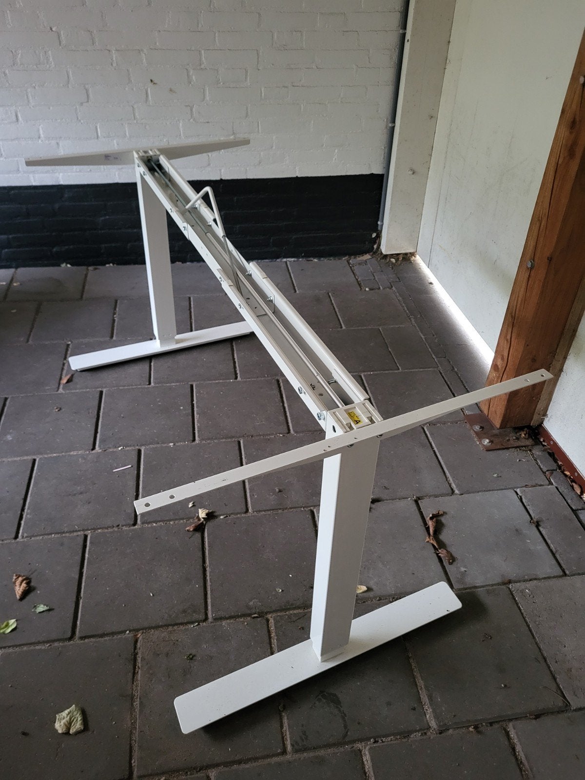 Verstelbaar bureau onderstel, kleur wit metaal., Ophalen, Minder dan 130 cm