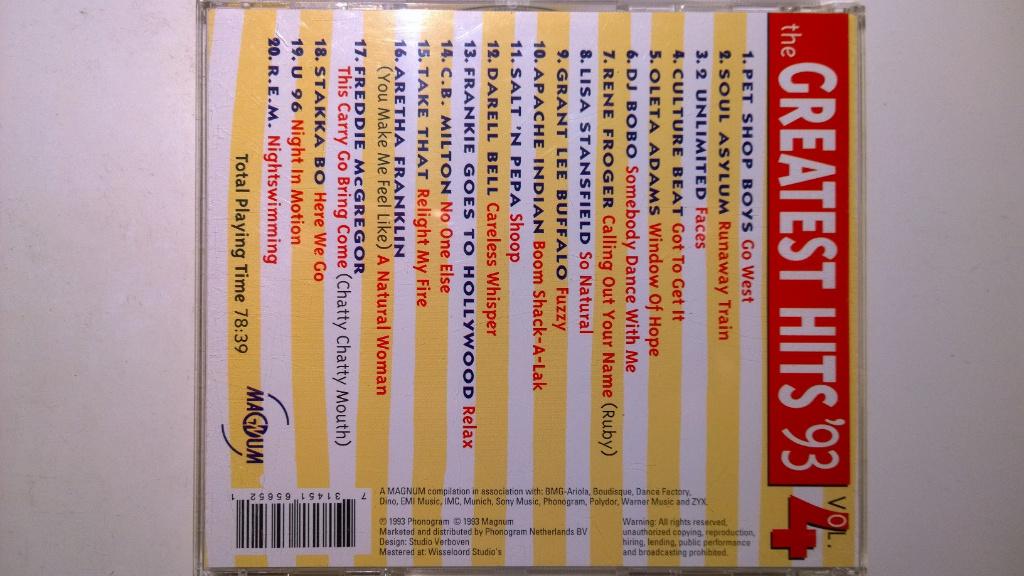 The Greatest Hits '93 Volume 4, Ophalen of Verzenden, Zo goed als nieuw, Pop