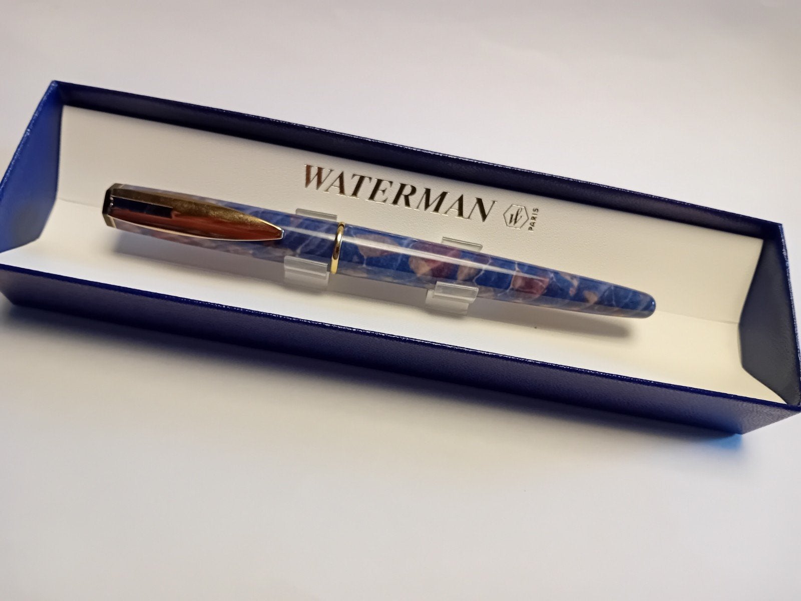 Waterman Vulpen Reflex Blue Marble met origineel doosje, Met doosje, Ophalen of Verzenden, Zo goed als nieuw, Vulpen