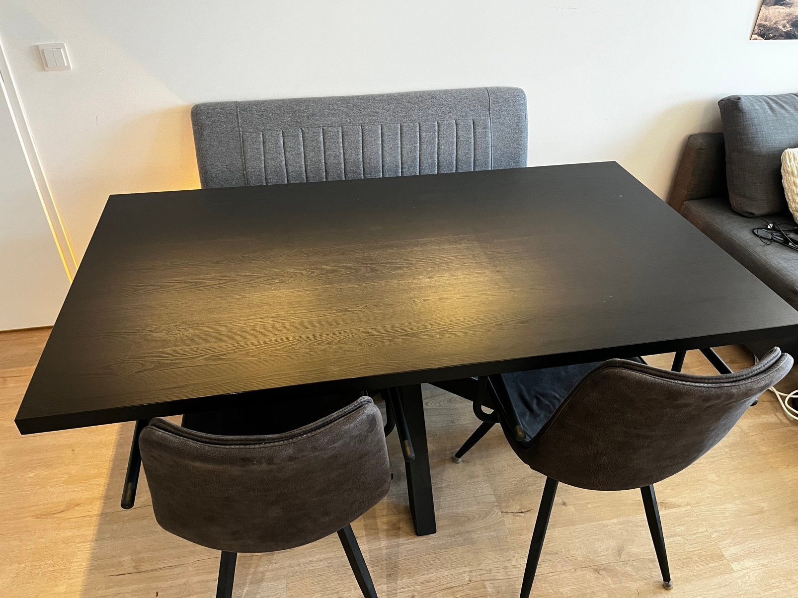 Eettafel set - eikenhouten eettafel met stoelen en bankje, Huis en Inrichting, Tafels | Eettafels, Ophalen, 50 tot 100 cm, Zo goed als nieuw