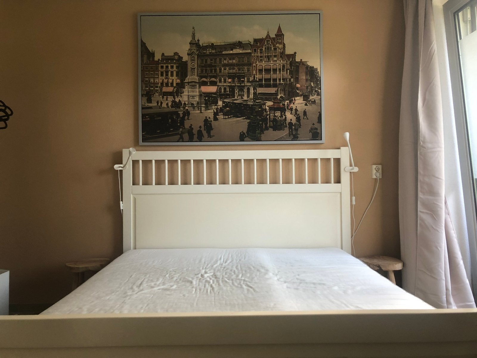 Hemnes bed wit ikea 160x200 met lattenbodems, Gebruikt, Wit, Tweepersoons, Ophalen of Verzenden