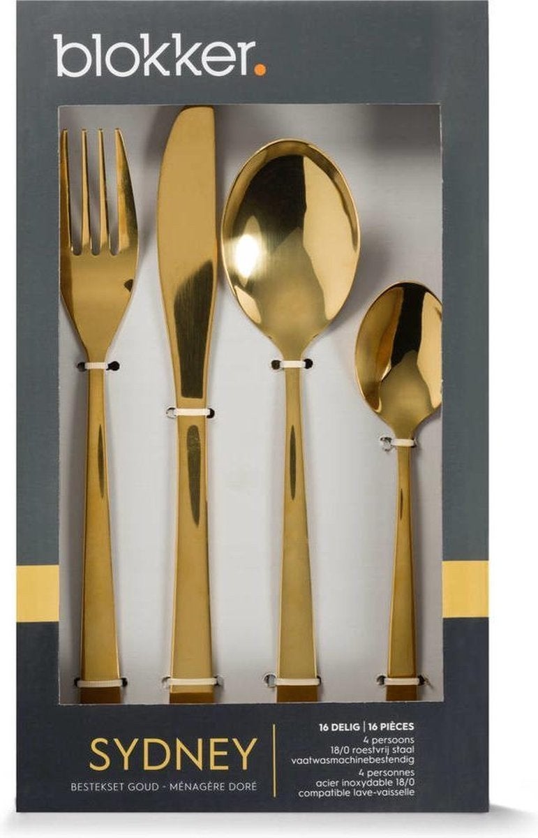 Gouden bestekset 60 personen, Ophalen, Zo goed als nieuw, Rvs of Chroom, Bestekset