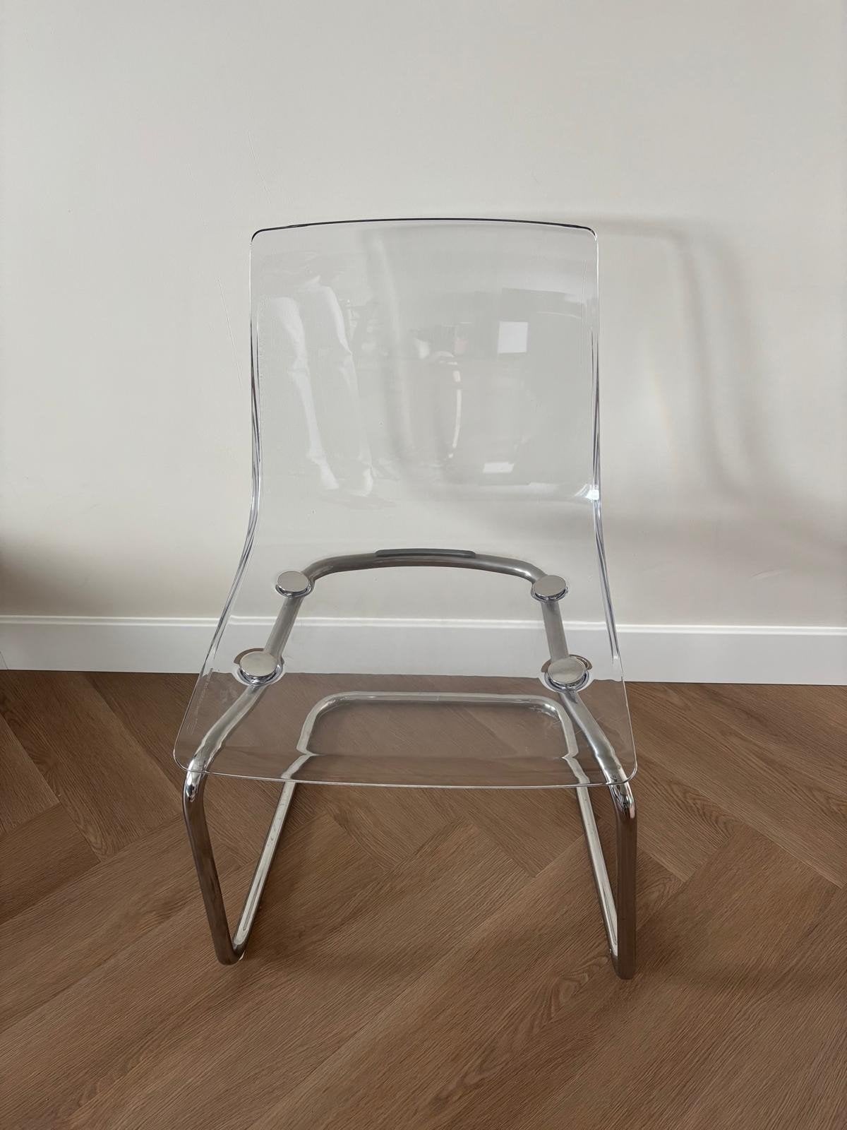 4x - Ikea Tobias Eetkamerstoel - Transparant en Chroom, Huis en Inrichting, Stoelen, Ophalen, Gebruikt, Overige kleuren, Modern, Transparant