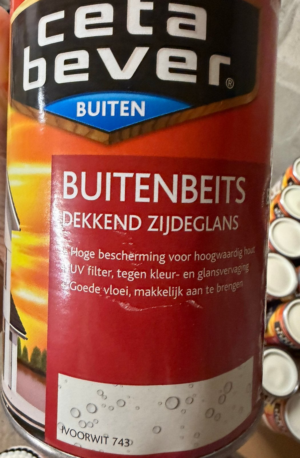 Cetabever dekkende beits ivoorwit 1,25liter, Ophalen of Verzenden, Nieuw