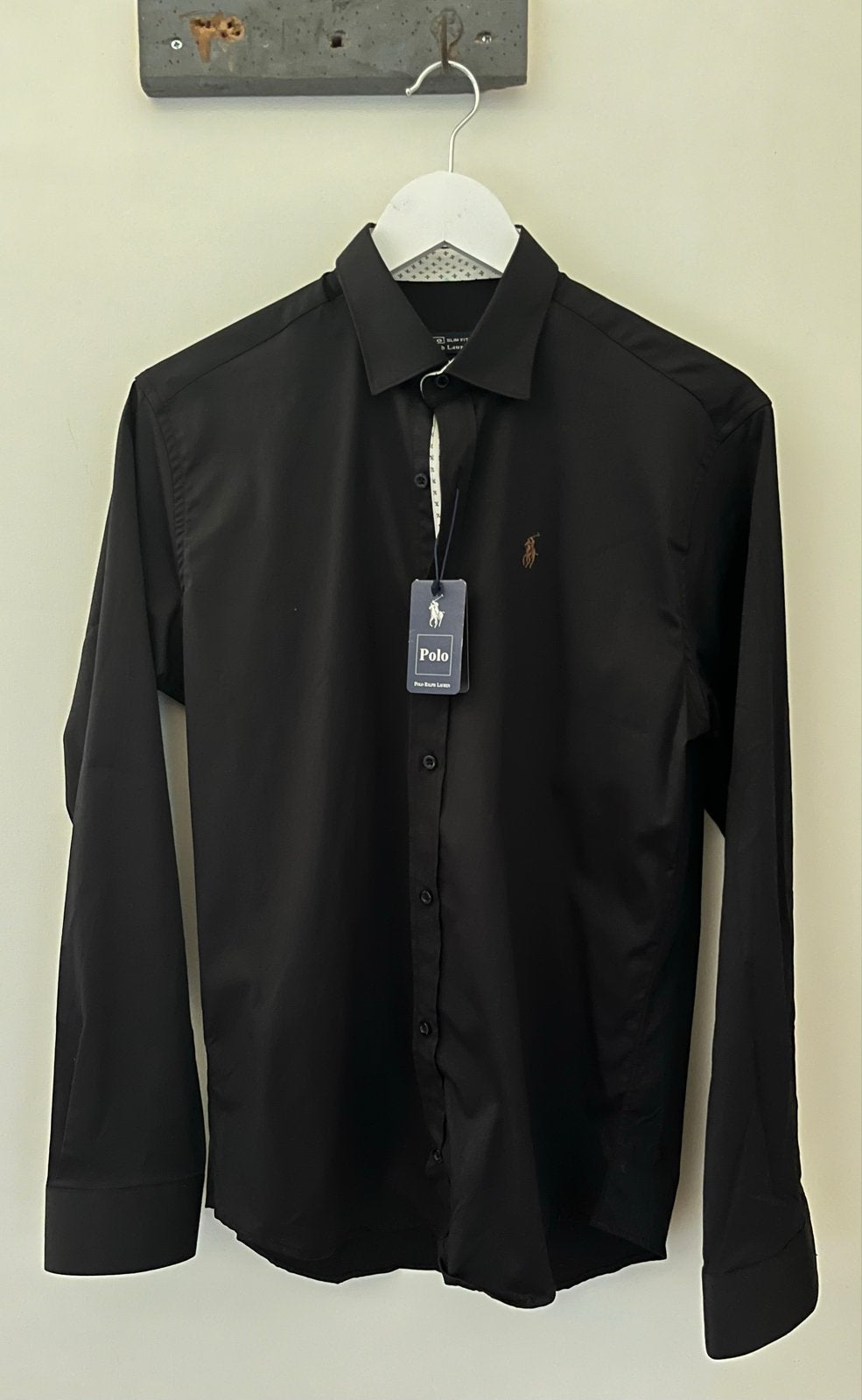 Polo Ralph Lauren Slim Fit overhemd zwart maat M, Kleding | Heren, Overhemden, Ophalen of Verzenden, Nieuw, Zwart, Halswijdte 39/40 (M)