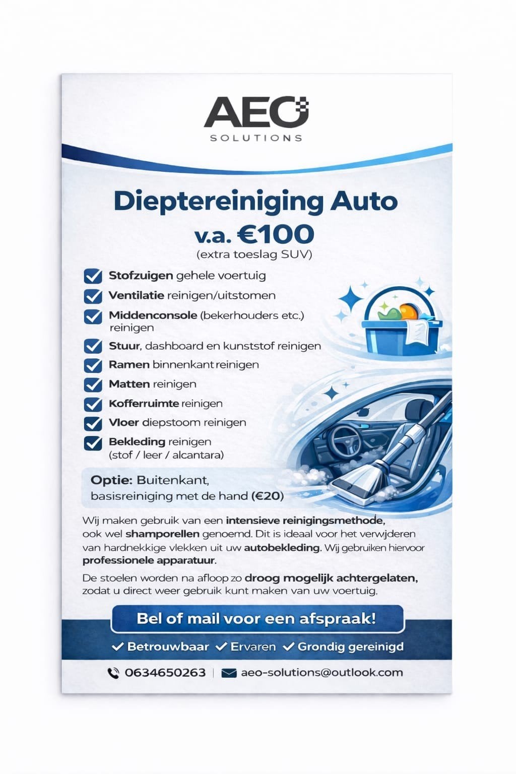 Auto detailing/dieptereiniging, 33 - 40 uur, Vast contract