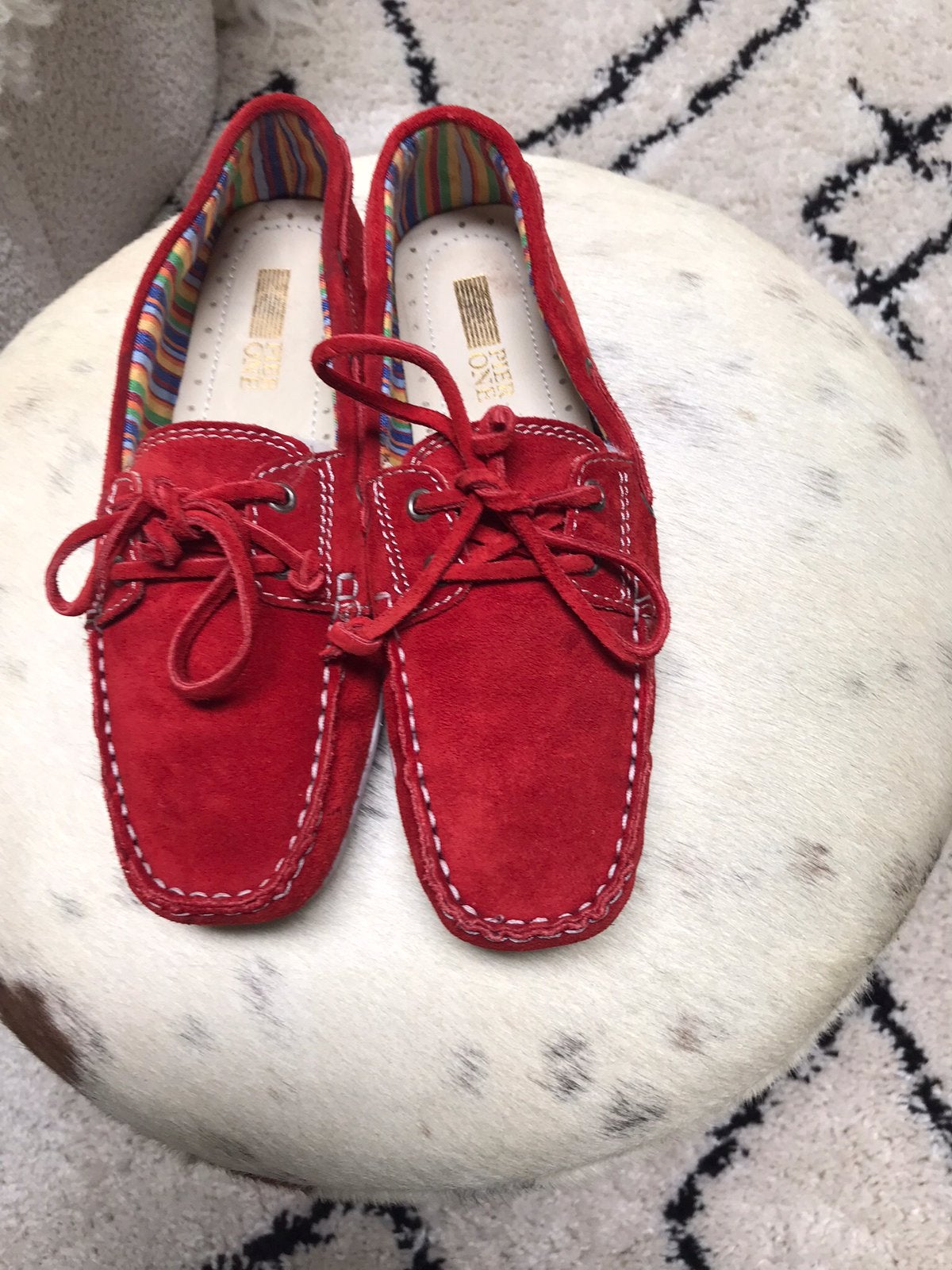 Mooi een half uurtje gedragen ECHT SUEDE moccassinsPIER ONE, Instappers, Ophalen of Verzenden, Zo goed als nieuw, Rood