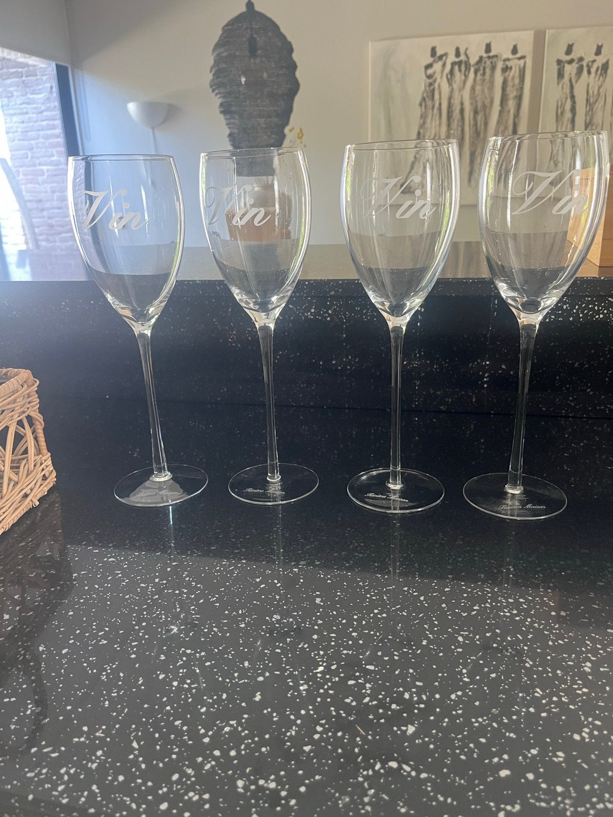 Riviera Maison Wijn/Water Glazen - Set van 4, Ophalen, Zo goed als nieuw, Riviera Maison, Glas