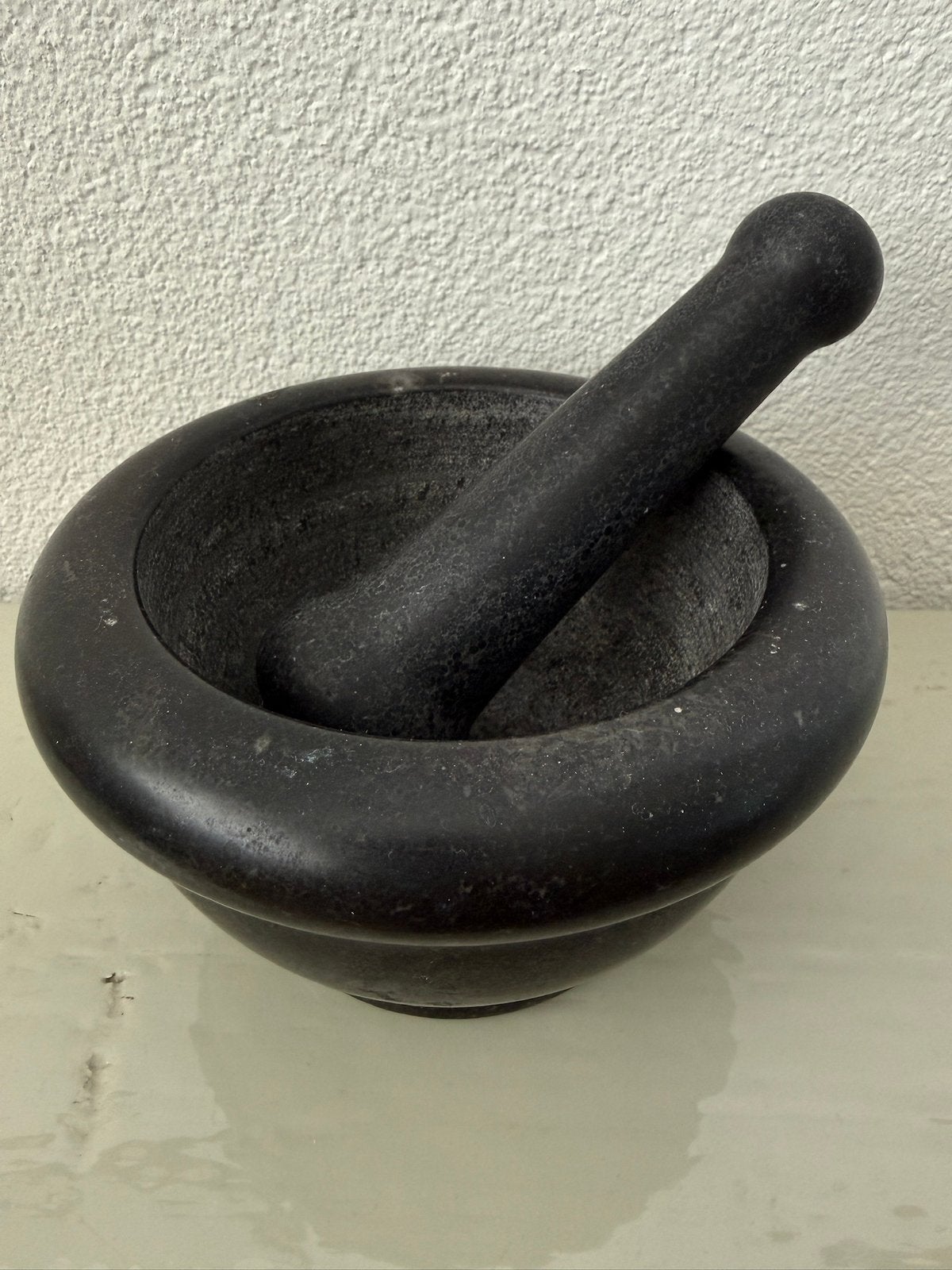 Vijzel / Kruidenstamper / Decoratie / Zwart Marmer, Ophalen of Verzenden, Zo goed als nieuw