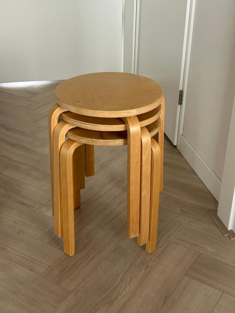 Set van 3 vintage Ikea Frosta krukjes, Ophalen, Zo goed als nieuw, Hout