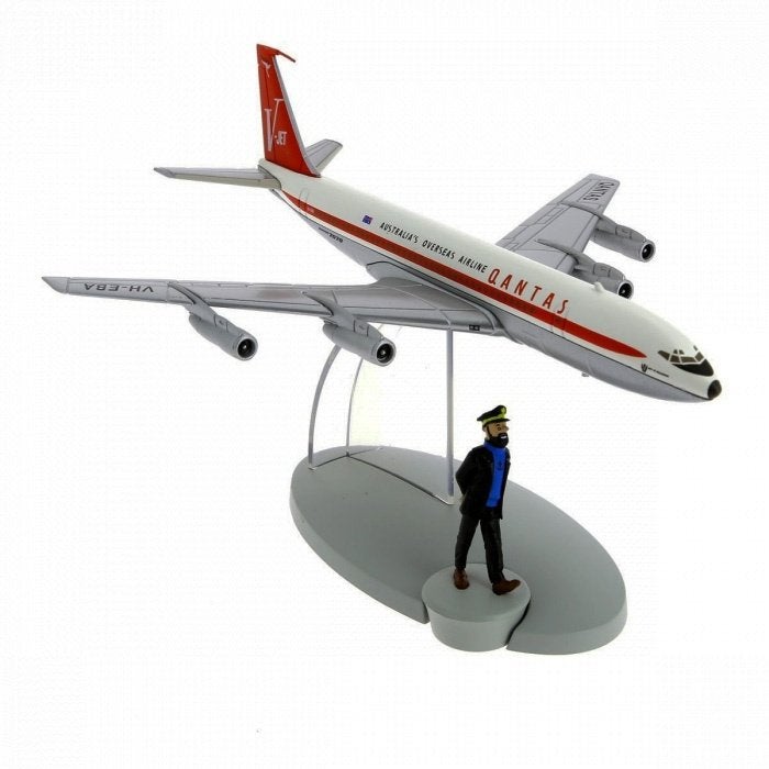 Kuifje met Boeing B-707 Quantas  20 cm br.  +, Verzenden, Nieuw, Schaalmodel