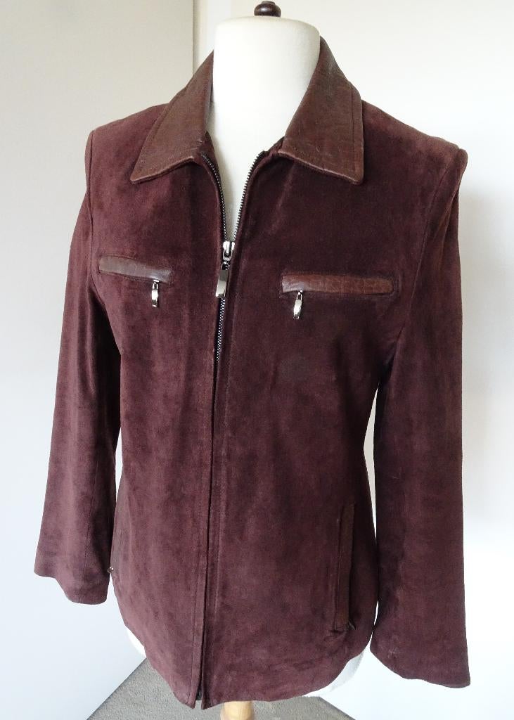 RETRO SUEDE JAS VAN LEATHER SOUND MAAT 38, Kleding | Dames, Maat 38/40 (M), Bruin, Ophalen of Verzenden, Zo goed als nieuw