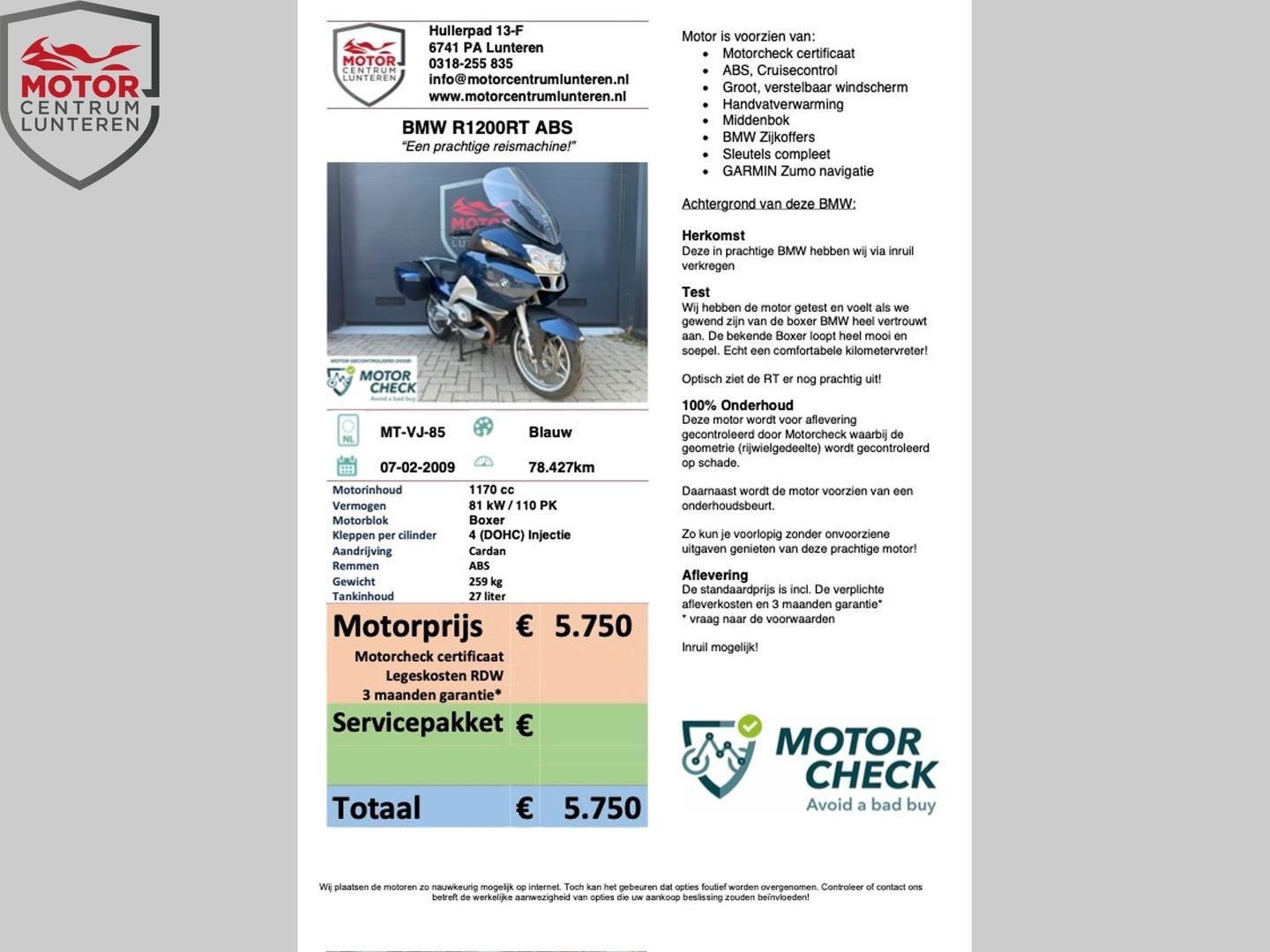 BMW R1200RT Compleet en nette staat!, Motoren, 2 cilinders, Motorrijbewijs A, Bedrijf, Meer dan 35 kW