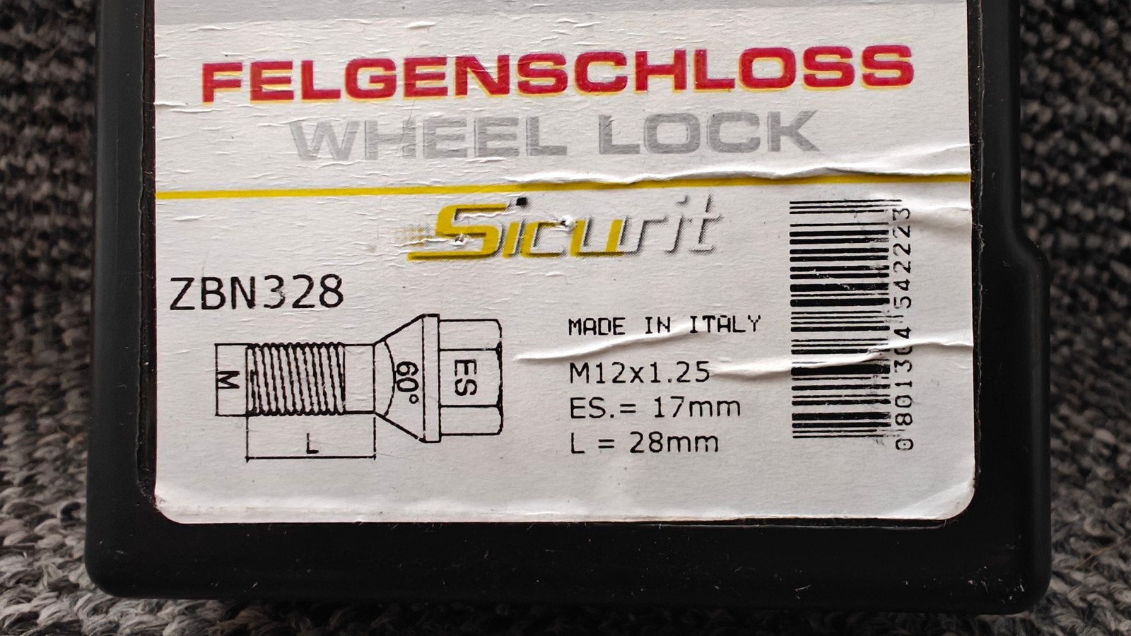 Velgenslot set M12x1.25, 60 graden, 17mm, 28mm, Ophalen of Verzenden, Gebruikt
