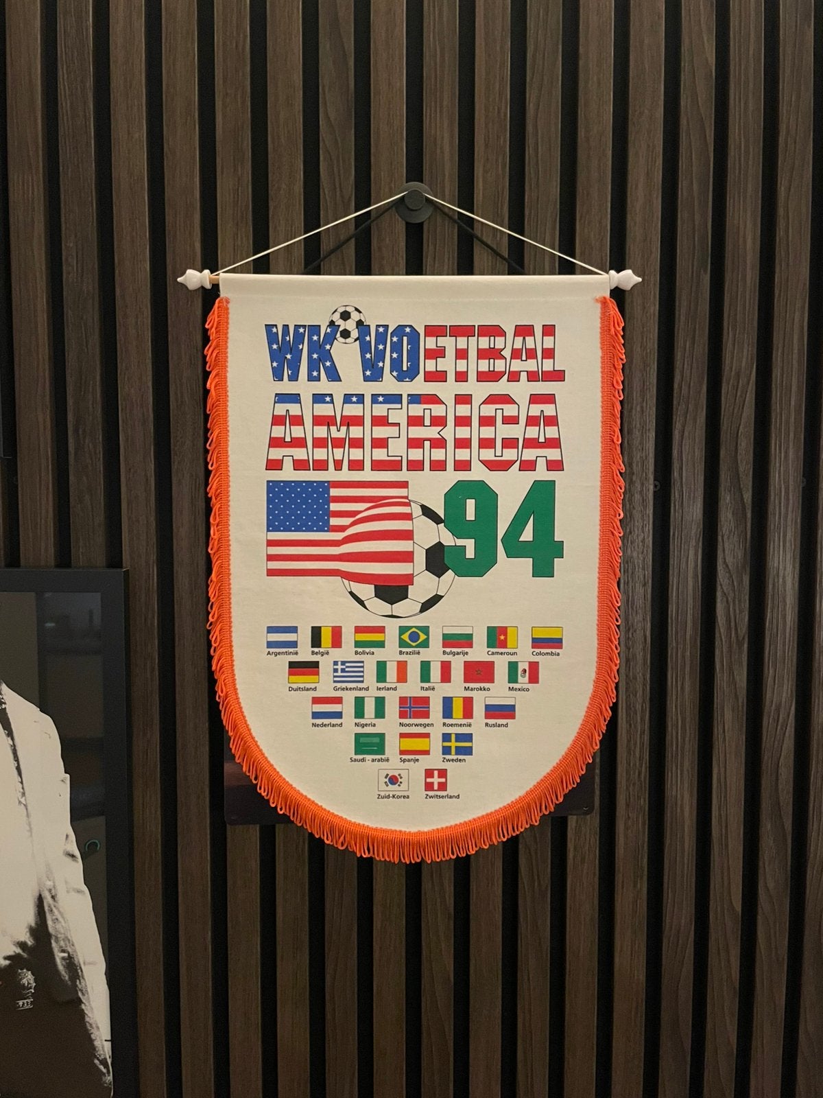 WK Voetbal Amerika '94 Vaantje - Vintage Voetbal Memorabilia, Ophalen of Verzenden, Gebruikt, Overige sporten, Vaantje of Sjaal