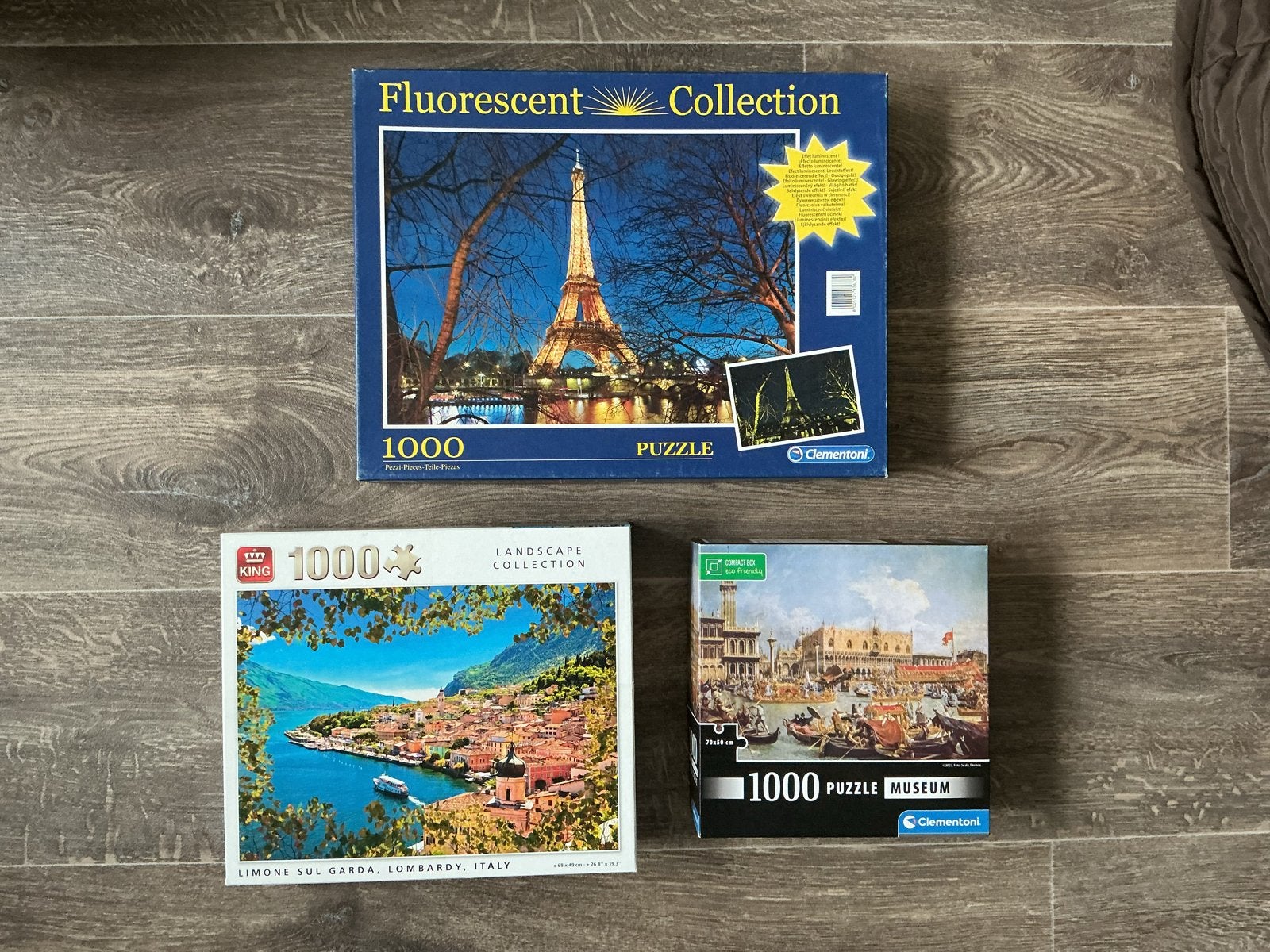 3 Legpuzzels van 1000 stukjes - Parijs, Italië, Venetië, Ophalen of Verzenden, 500 t/m 1500 stukjes, Gebruikt, Legpuzzel
