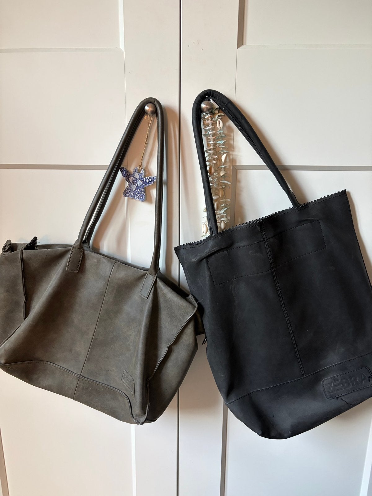 Set van 2 Zebra shoppers: grijs en zwart, Ophalen of Verzenden, Gebruikt, Grijs, Shopper