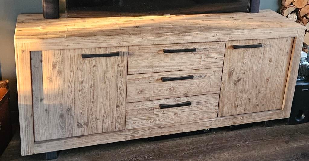 Dressior en kolomkast Acacia hout, Huis en Inrichting, Kasten | Dressoirs, Ophalen of Verzenden, Zo goed als nieuw, 25 tot 50 cm