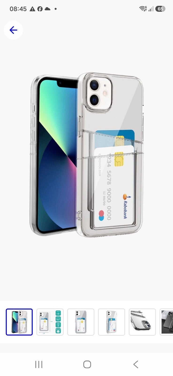Transparant iPhone 12 Pro (6.1) Hoesje met Pasjeshouder, Ophalen, Nieuw