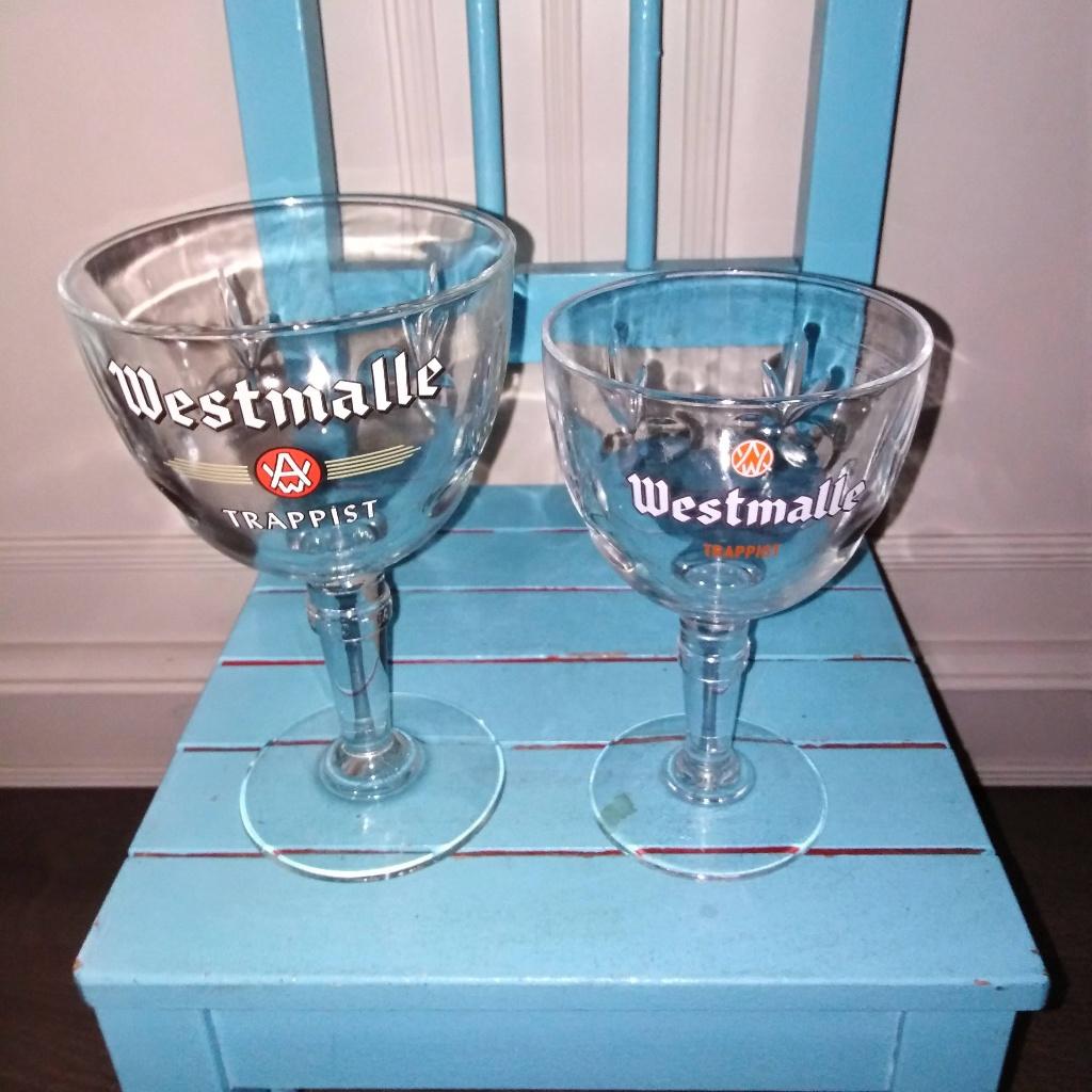 Westmalle Trapist bierglazen 2 stuks, Verzamelen, Biermerken, Ophalen, Gebruikt, Glas of Glazen, Overige merken