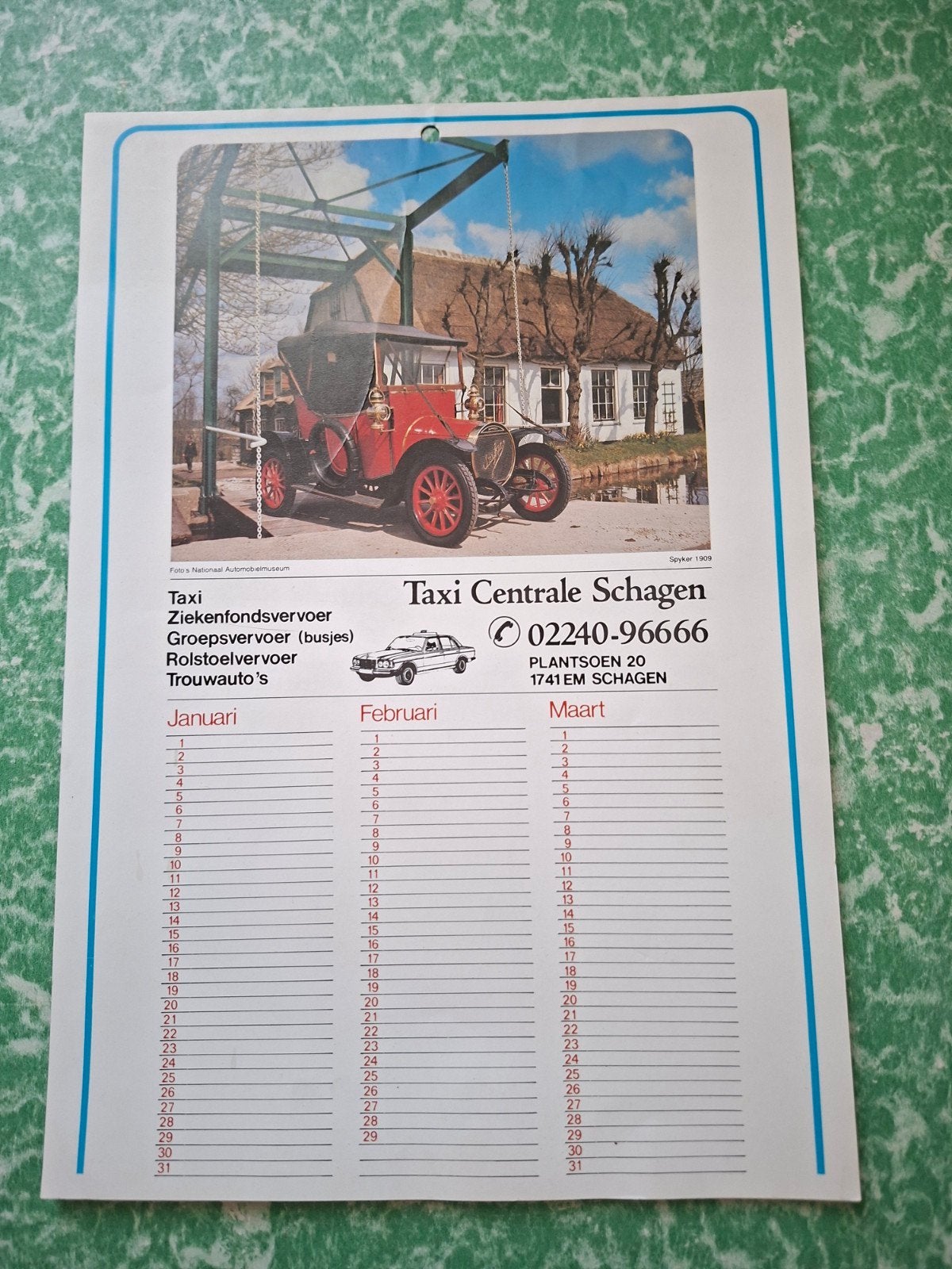 Kalender uitgave Taxi Centrale Schagen Plantsoen 20, Ophalen of Verzenden, Zo goed als nieuw