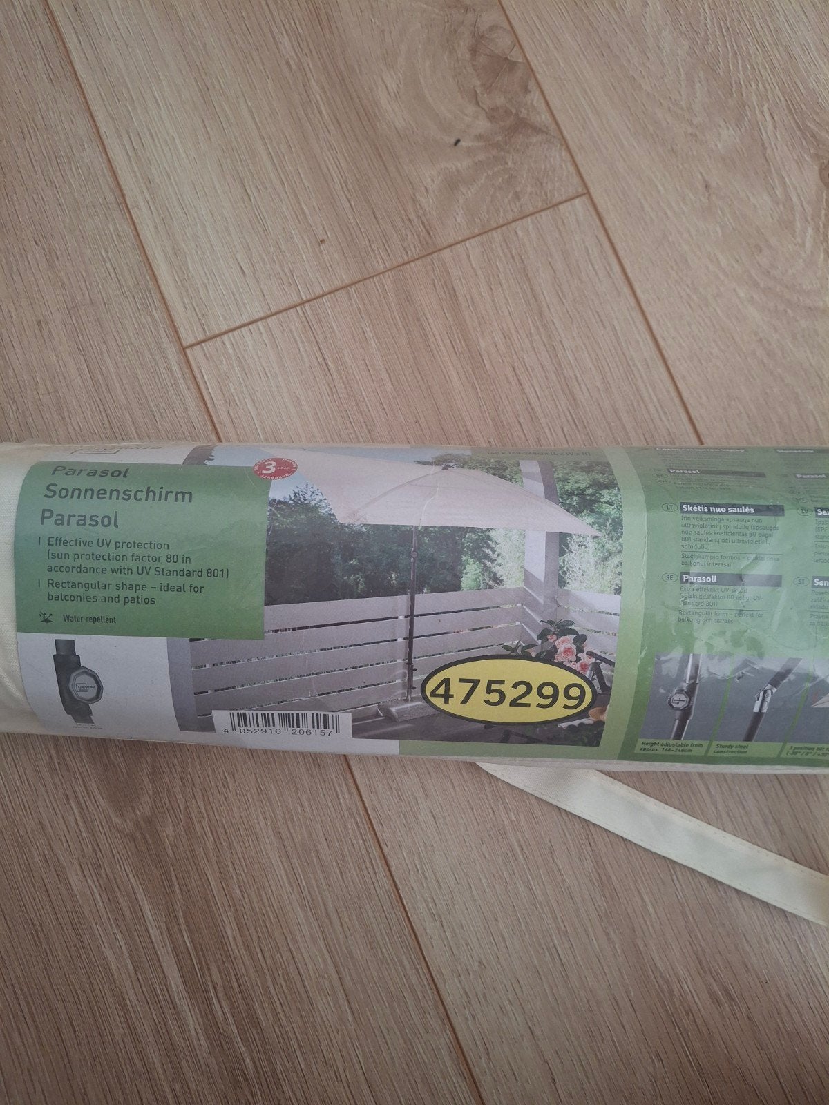 Gratis balkon parasol met granieten voet, Ophalen, Nieuw, 1 tot 2 meter, Kantelbaar