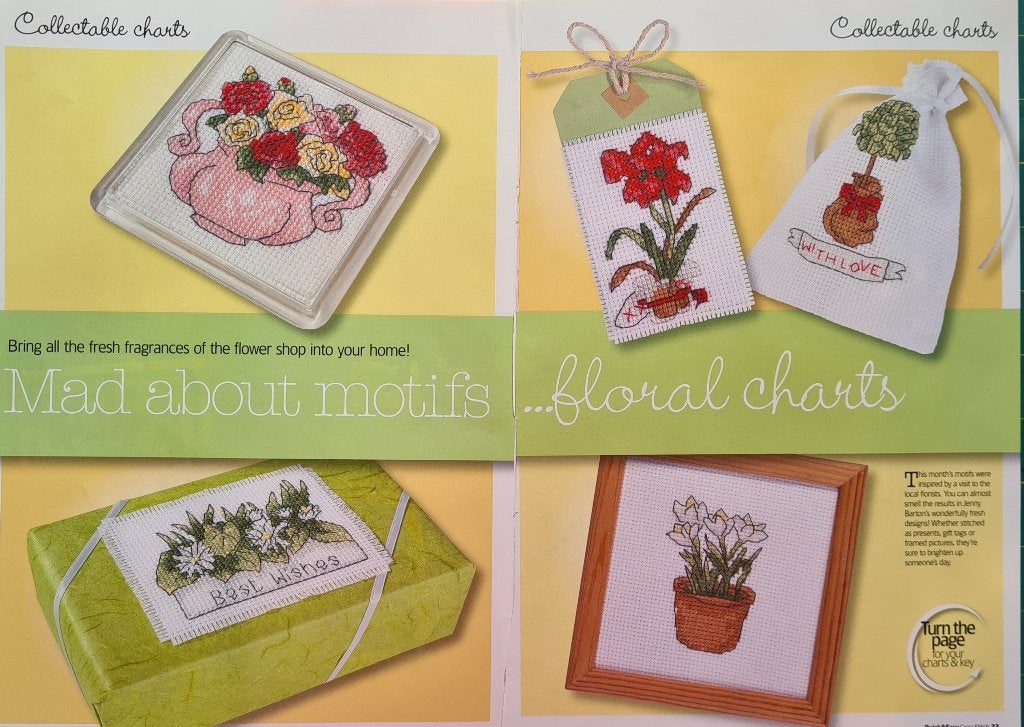 9 mooie bloemen motiefjes om te borduren, Ophalen, Nieuw, Handborduren, Patroon