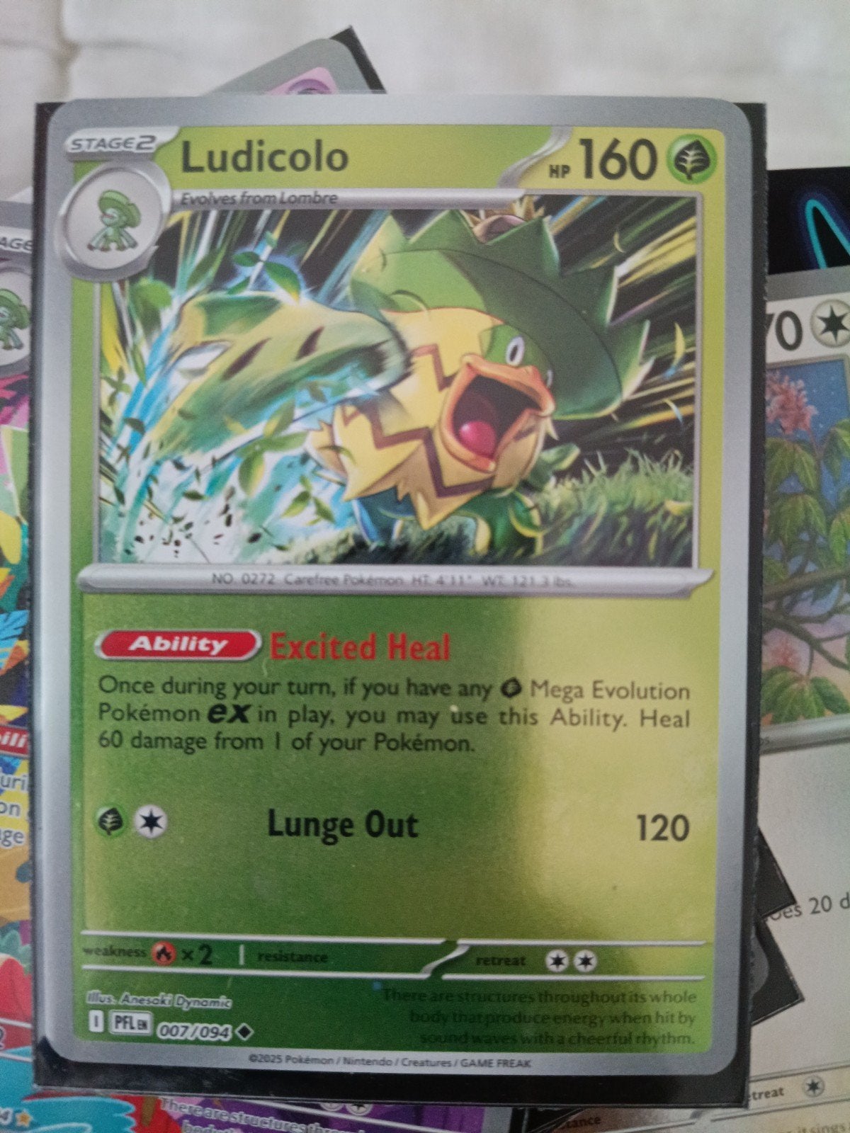 Ludicolo 007/094 Reverse Holo Pokémon Kaart, Ophalen of Verzenden, Zo goed als nieuw, Losse kaart, Foil