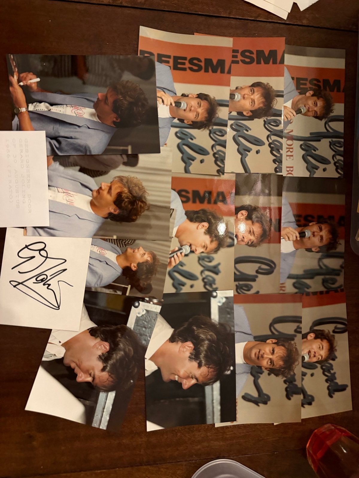 Set van 13 foto's en handtekening van Gerard Joling uit 1986, Verzamelen, Gebruikt, 1980 tot heden, Foto, Ophalen of Verzenden