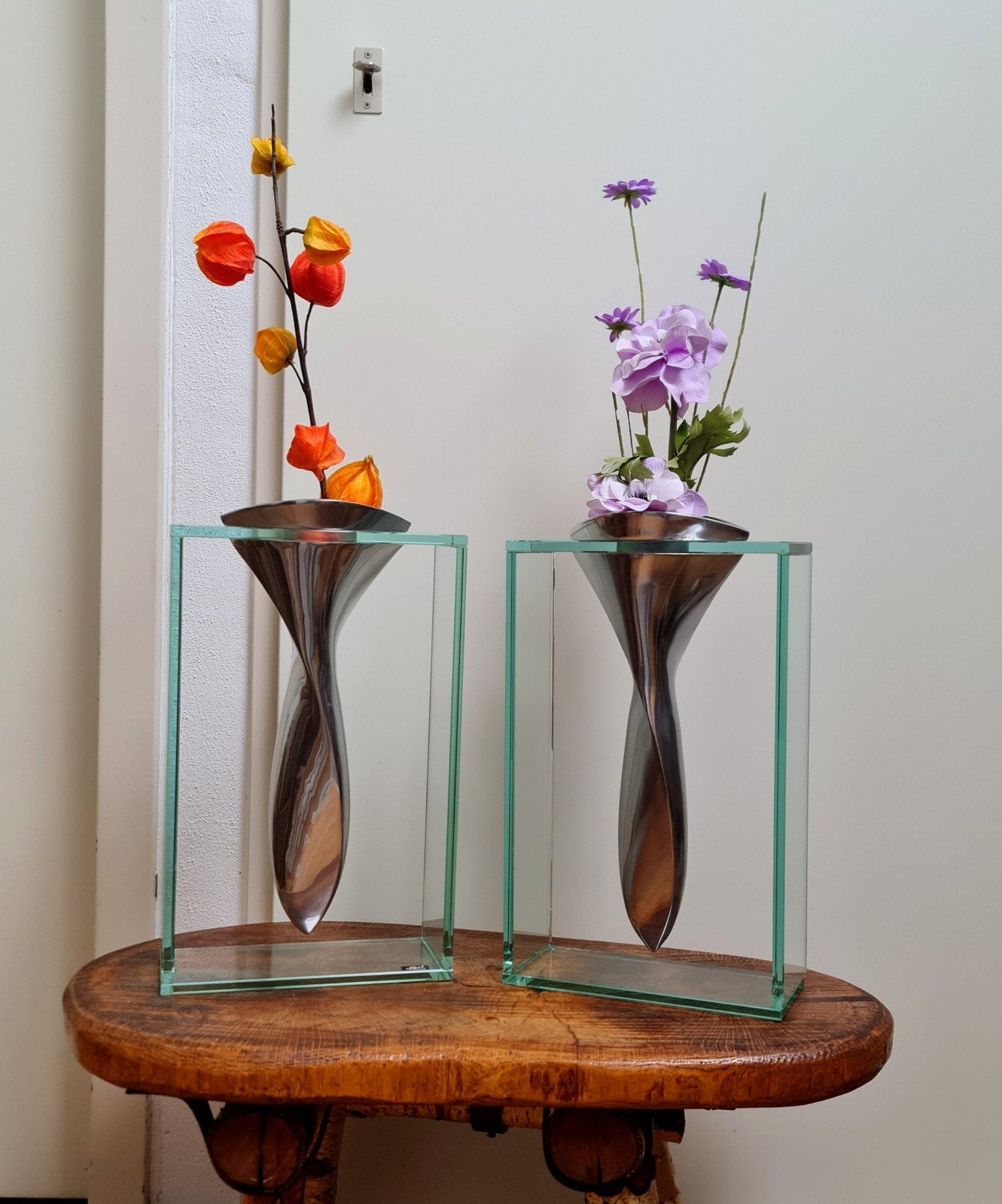 Peri Glass vazen type Elvis Tornado glas stijl Lisa Mori, Ophalen, Gebruikt, 34 cm, Glas