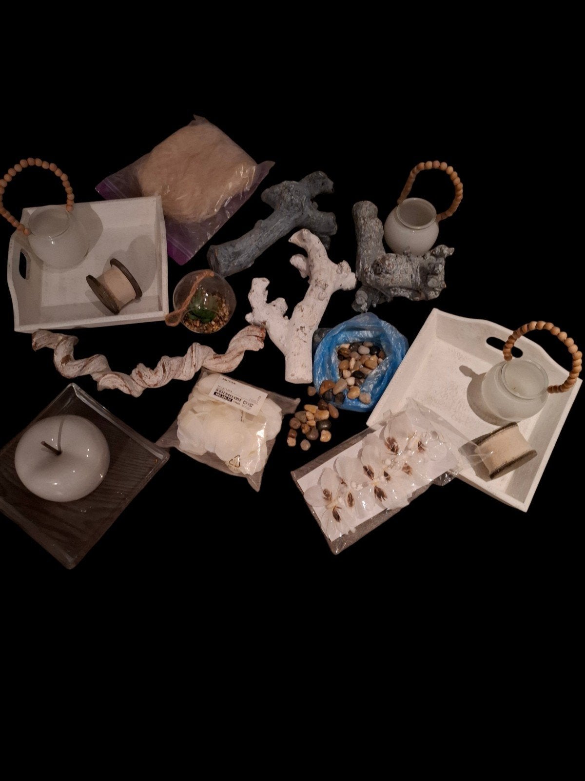 Diverse decoratiepakket: takken, stenen, bloemen en meer, Huis en Inrichting, Ophalen, Hout, Gebruikt, Landelijk