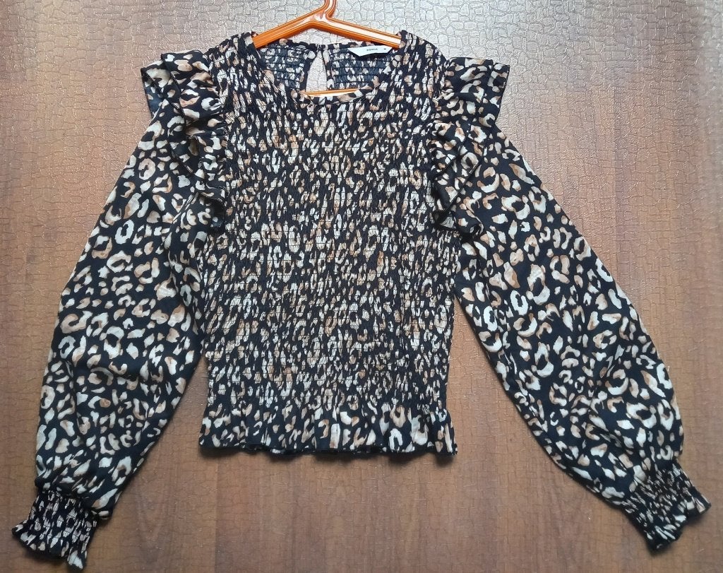 NIEUW!!  Panterprint smock top van Pigalle maat M, Maat 38/40 (M), Meerkleurig, Ophalen of Verzenden, Lange mouw