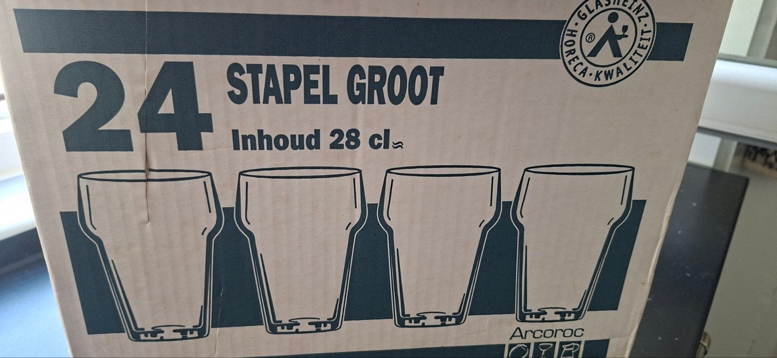 24 bier en 12 wijnglazen (Horeca kwaliteit), Ophalen, Nieuw, Bierglas