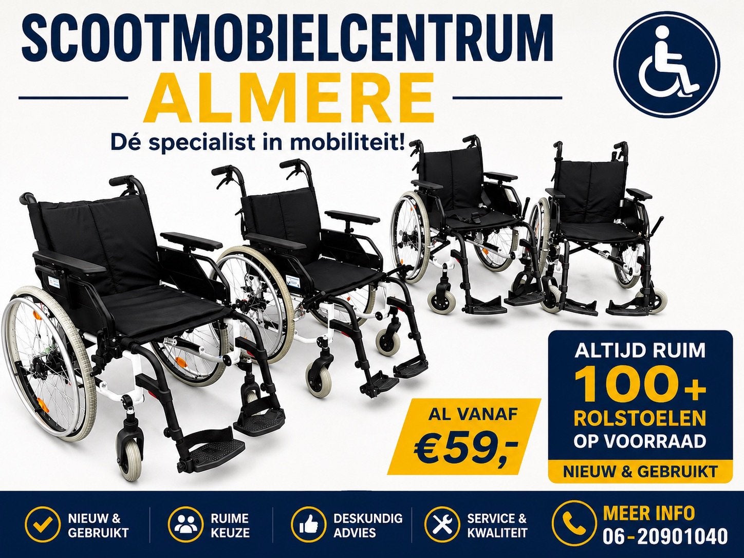 Rolstoelen Almere Stad altijd ruim 100 stuks op voorraad, Meer info ☎️0️⃣6️⃣➖2️⃣0️⃣9️⃣0️⃣1️⃣0️⃣4️⃣0️⃣, Zo goed als nieuw, Nederland , Almere Stad.