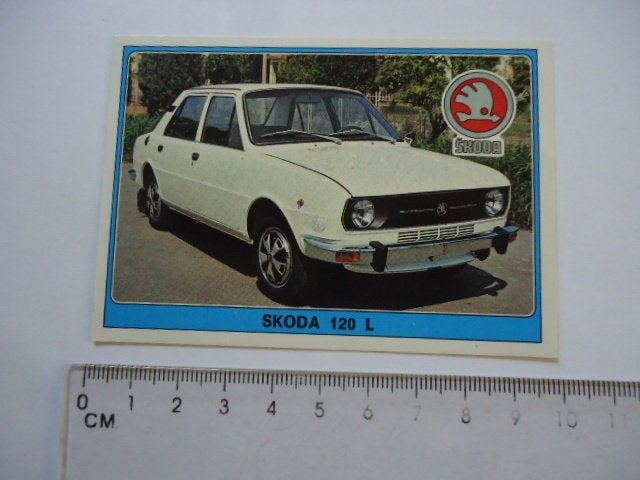 sticker oud SKODA 120 auto oldtimer Super panini retro, Verzenden, Zo goed als nieuw, Bedrijf of Vereniging